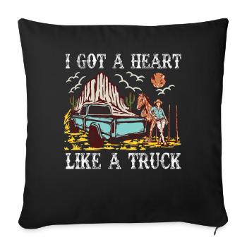J’ai un cœur comme un camion - Housse de coussin décorative 45 x 45 cm - noir - Devant