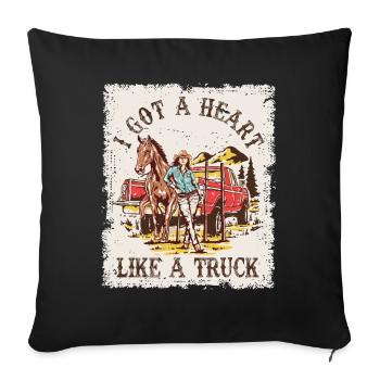 I Got A Heart Like A Truck - Sofa pillowcase 17,3'' x 17,3'' (45 x 45 cm) - black - Front