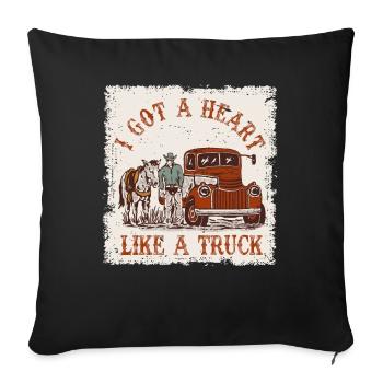 J’ai un cœur comme un camion - Housse de coussin décorative 45 x 45 cm - noir - Devant