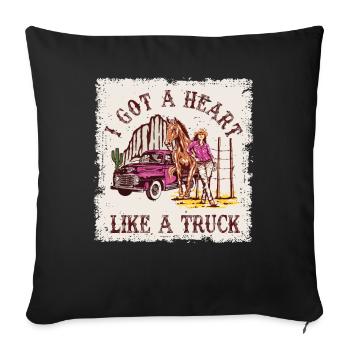 J’ai un cœur comme un camion - Housse de coussin décorative 45 x 45 cm - noir - Devant