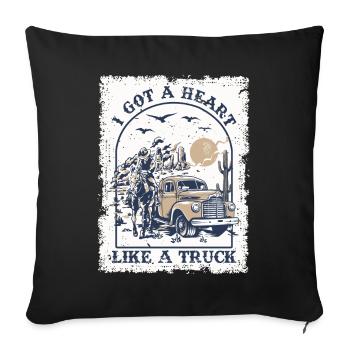 J’ai un cœur comme un camion - Housse de coussin décorative 45 x 45 cm - noir - Devant