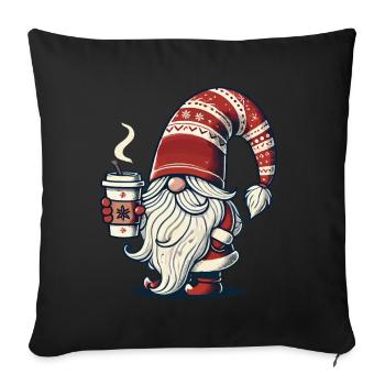 Nain de Noël avec magie du café - Housse de coussin décorative 45 x 45 cm - noir - Devant