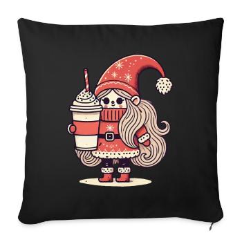 Amateur de café Noël Gnome Style Gnome - Housse de coussin décorative 45 x 45 cm - noir - Devant