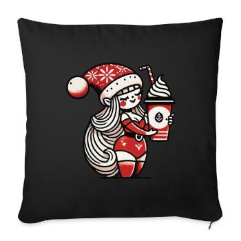 Nain de Noël avec du café pour les amateurs de café - Housse de coussin décorative 45 x 45 cm - noir - Devant