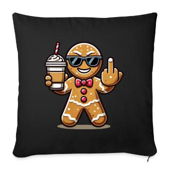Christmas gingerbread man with attitude - Sofa pillowcase 17,3'' x 17,3'' (45 x 45 cm) - black - Front