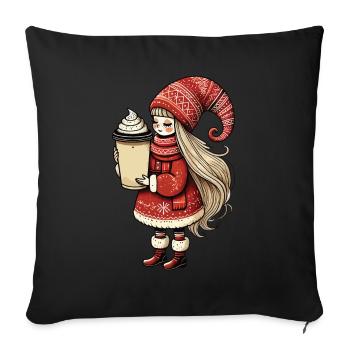 Christmas gnome for coffee lovers - Sofa pillowcase 17,3'' x 17,3'' (45 x 45 cm) - black - Front