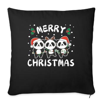 Joyeux Noël Panda mignon Pandas de Noël - Housse de coussin décorative 45 x 45 cm - noir - Devant