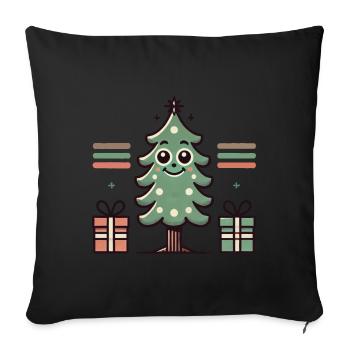 Merry Christmas tree with gifts - Sofa pillowcase 17,3'' x 17,3'' (45 x 45 cm) - black - Front