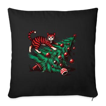 Drôle de chat Noël rétro vintage - Housse de coussin décorative 45 x 45 cm - noir - Devant