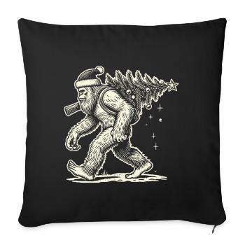 Bigfoot de Noël avec arbre de Noël - Housse de coussin décorative 45 x 45 cm - noir - Devant