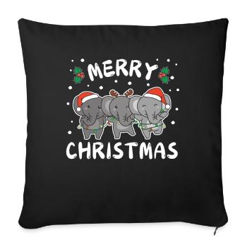 Joyeux Noël Mignon Éléphant Noël - Housse de coussin décorative 45 x 45 cm - noir - Devant