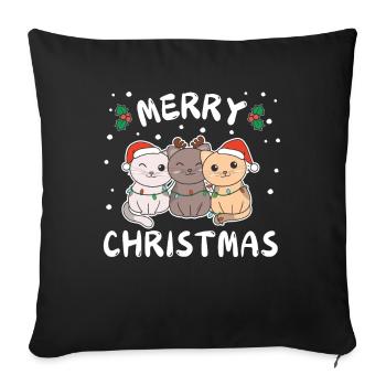 Joyeux Noël Chat mignon Chats de Noël - Housse de coussin décorative 45 x 45 cm - noir - Devant