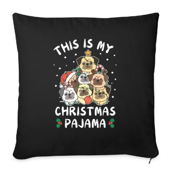 Christmas Pug Christmas Pajamas - Sofa pillowcase 17,3'' x 17,3'' (45 x 45 cm) - black - Front