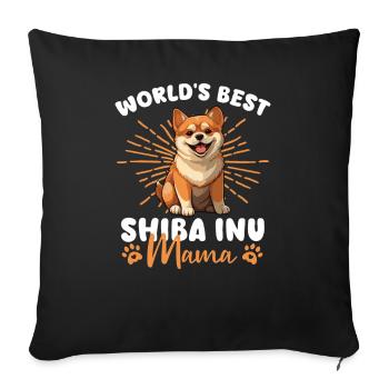 Shiba Inu Groovy Shiba Mama - Sofa pillowcase 17,3'' x 17,3'' (45 x 45 cm) - black - Front