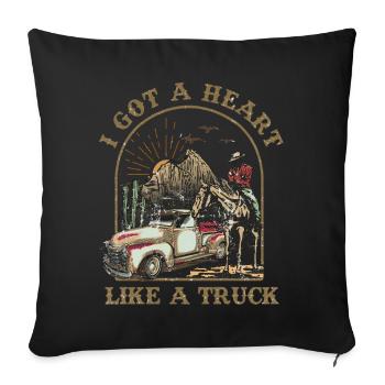 J’ai un cœur comme un camion - Housse de coussin décorative 45 x 45 cm - noir - Devant