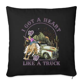 J’ai un cœur comme un camion - Housse de coussin décorative 45 x 45 cm - noir - Devant