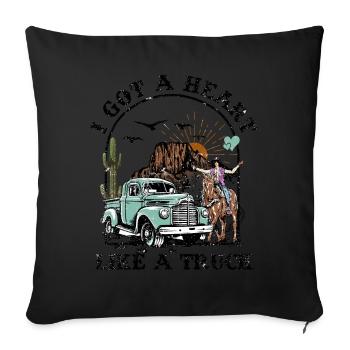 J’ai un cœur comme un camion - Housse de coussin décorative 45 x 45 cm - noir - Devant
