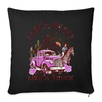 I Got A Heart Like A Truck - Sofa pillowcase 17,3'' x 17,3'' (45 x 45 cm) - black - Front
