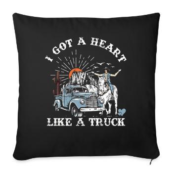 J’ai un cœur comme un camion - Housse de coussin décorative 45 x 45 cm - noir - Devant