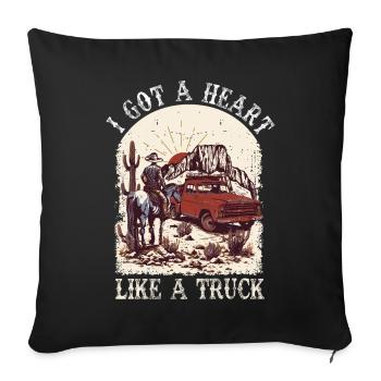 J’ai un cœur comme un camion - Housse de coussin décorative 45 x 45 cm - noir - Devant
