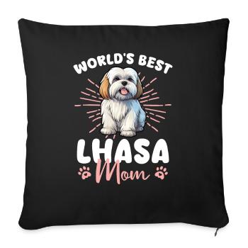 Lhasa Apso Groovy Lhasa Mom - Housse de coussin décorative 45 x 45 cm - noir - Devant