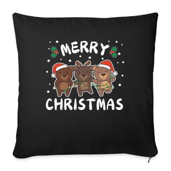 Joyeux Noël Ours Doux Ours de Noël - Housse de coussin décorative 45 x 45 cm - noir - Devant