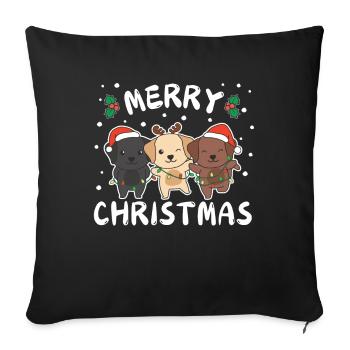 Joyeux Noël doux Labrador - Housse de coussin décorative 45 x 45 cm - noir - Devant