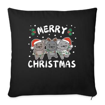 Joyeux Noël Mignon Souris de Noël - Housse de coussin décorative 45 x 45 cm - noir - Devant