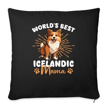 Icelandic Dog World's best Icelandic Sheepdog Mama - Sofa pillowcase 17,3'' x 17,3'' (45 x 45 cm) - black - Front