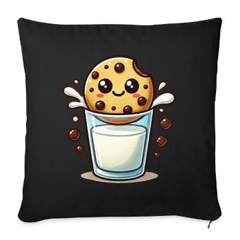 Merry Cookies And Milk Christmas Fun - Sofa pillowcase 17,3'' x 17,3'' (45 x 45 cm) - black - Front