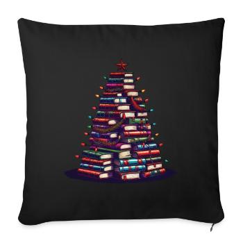 Livres Sapin de Noël pour les amateurs de livres - Housse de coussin décorative 45 x 45 cm - noir - Devant