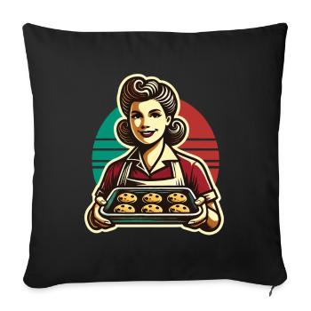 Expérience de pâtisserie nostalgique rétro - Housse de coussin décorative 45 x 45 cm - noir - Devant