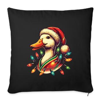 drôle de Noël canard canard amoureux design - Housse de coussin décorative 45 x 45 cm - noir - Devant