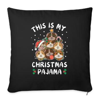 Christmas Guinea Pig Christmas Pajamas - Sofa pillowcase 17,3'' x 17,3'' (45 x 45 cm) - black - Front