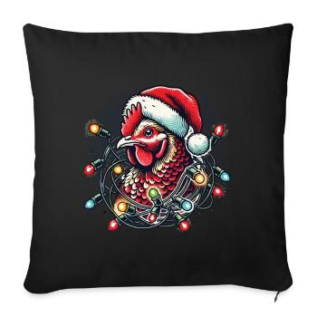 Christmas chicken with fairy lights - Sofa pillowcase 17,3'' x 17,3'' (45 x 45 cm) - black - Front