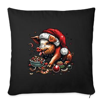Christmas gluttony devoured with funny - Sofa pillowcase 17,3'' x 17,3'' (45 x 45 cm) - black - Front