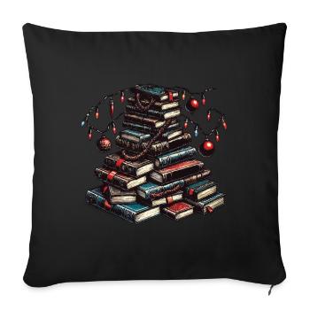 Joie de Noël pour les amoureux des livres - Housse de coussin décorative 45 x 45 cm - noir - Devant