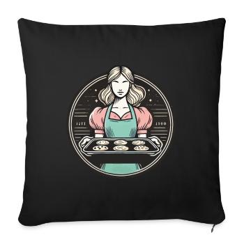 Boulanger fait maison avec des biscuits - Housse de coussin décorative 45 x 45 cm - noir - Devant
