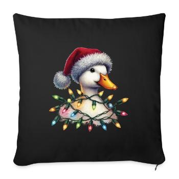 Christmas Funny Duck with Fairy Lights - Sofa pillowcase 17,3'' x 17,3'' (45 x 45 cm) - black - Front