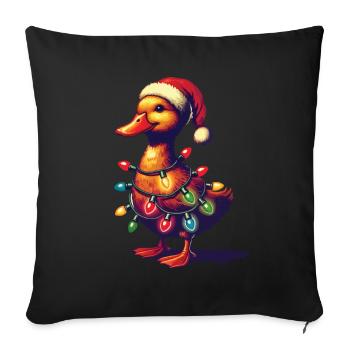 Funny Christmas Duck with Fairy Lights - Sofa pillowcase 17,3'' x 17,3'' (45 x 45 cm) - black - Front