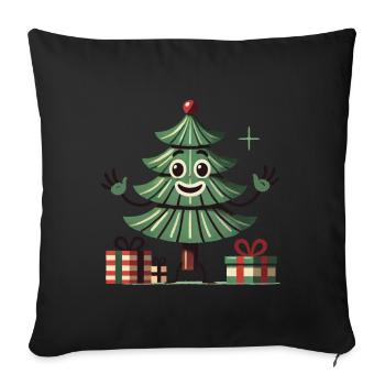 Joyeux sapin de Noël avec des cadeaux - Housse de coussin décorative 45 x 45 cm - noir - Devant