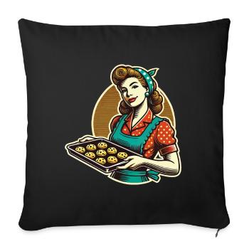 Vintage baker with cookie tray illustration - Sofa pillowcase 17,3'' x 17,3'' (45 x 45 cm) - black - Front