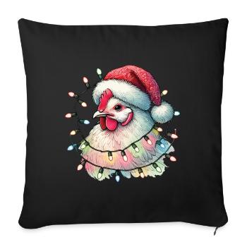 Christmas chicken with fairy lights - Sofa pillowcase 17,3'' x 17,3'' (45 x 45 cm) - black - Front