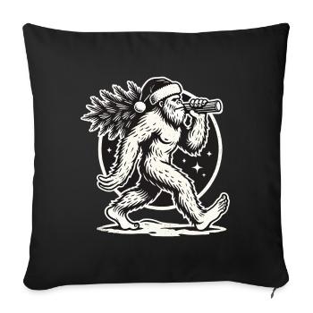Bigfoot de Noël avec arbre de Noël - Housse de coussin décorative 45 x 45 cm - noir - Devant