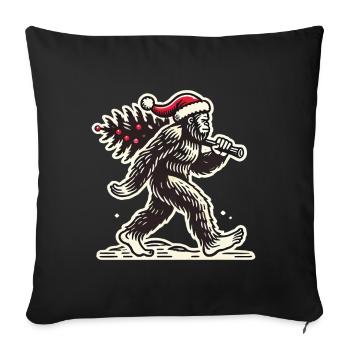 Christmas Bigfoot with Tree - Sofa pillowcase 17,3'' x 17,3'' (45 x 45 cm) - black - Front