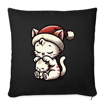 Cute Cats Christmas With Hat - Sofa pillowcase 17,3'' x 17,3'' (45 x 45 cm) - black - Front