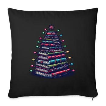 Book Stack Tree for Book Lovers Christmas - Sofa pillowcase 17,3'' x 17,3'' (45 x 45 cm) - black - Front