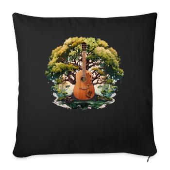 Yggdrasil Nature Musicien Arbre De Vie - Housse de coussin décorative 45 x 45 cm - noir - Devant