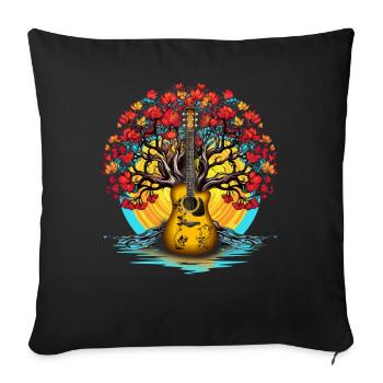 Yggdrasil Nature Musician Tree Of Life - Sofa pillowcase 17,3'' x 17,3'' (45 x 45 cm) - black - Front