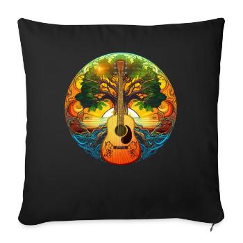 Yggdrasil Nature Musicien Arbre De Vie - Housse de coussin décorative 45 x 45 cm - noir - Devant